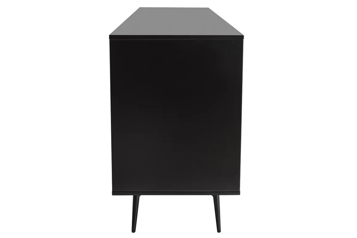 Miliboo Buffet-Buffet en bois foncé noyer, noir mat et métal noir 3 portes L200 cm MERMOZ