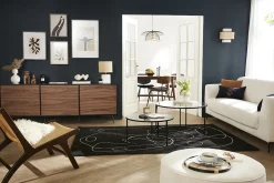 Miliboo Buffet-Buffet en bois foncé noyer, noir mat et métal noir 3 portes L200 cm MERMOZ