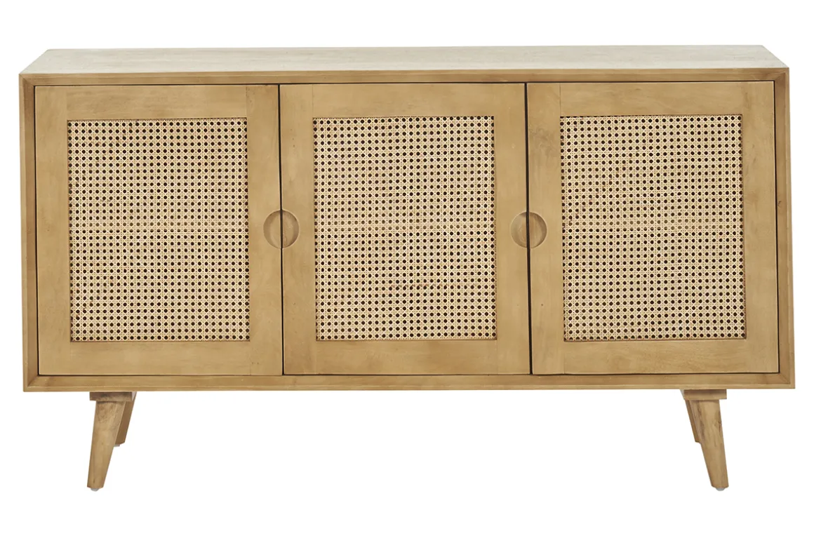 Miliboo Buffet-Buffet en bois manguier et cannage rotin 3 portes L145 cm LAKA