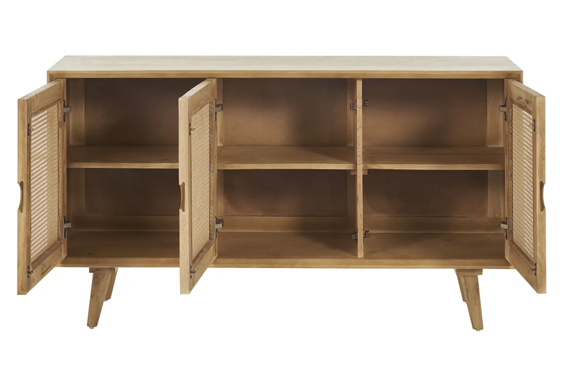 Miliboo Buffet-Buffet en bois manguier et cannage rotin 3 portes L145 cm LAKA