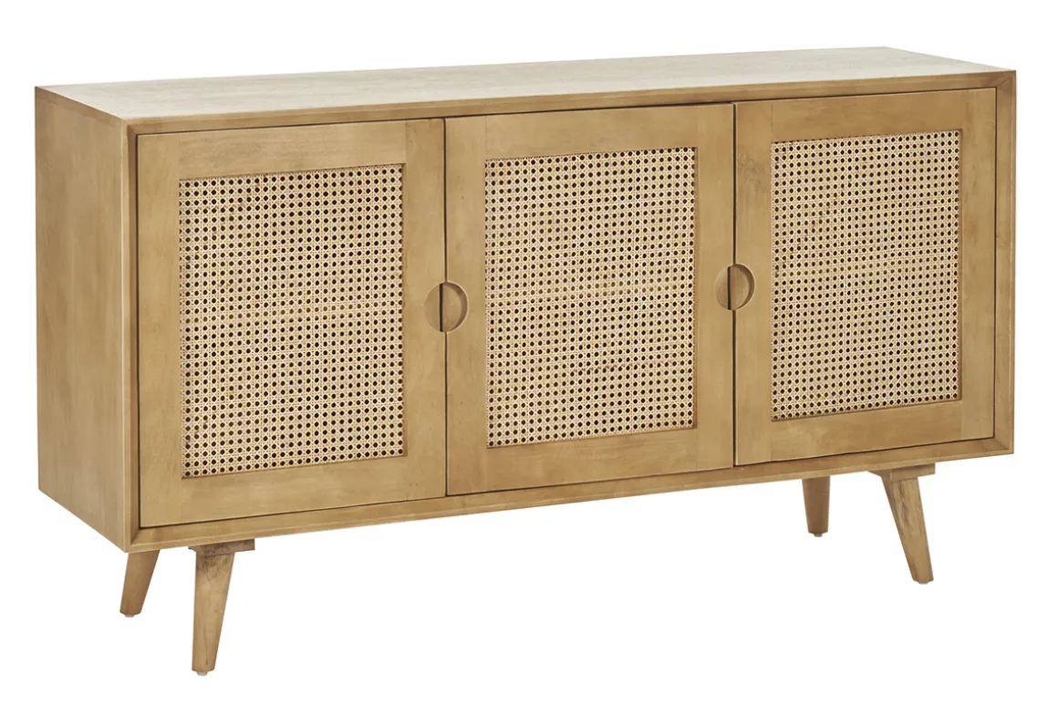 Miliboo Buffet-Buffet en bois manguier et cannage rotin 3 portes L145 cm LAKA