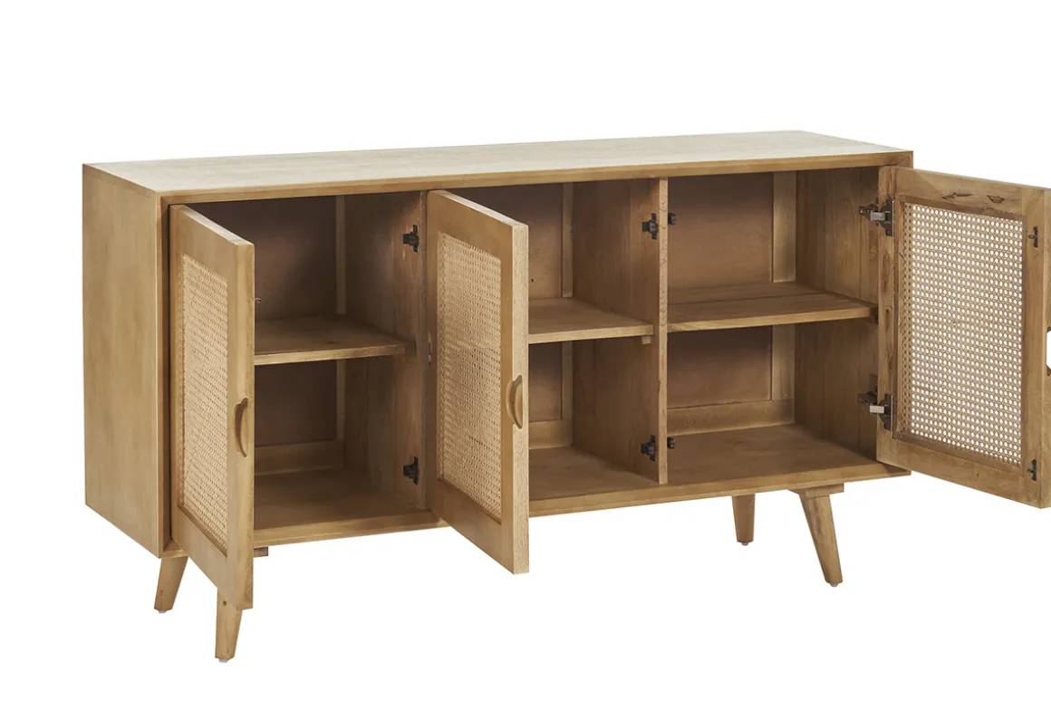Miliboo Buffet-Buffet en bois manguier et cannage rotin 3 portes L145 cm LAKA
