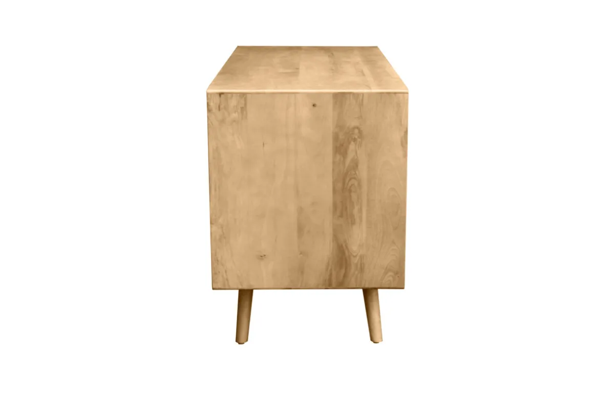 Miliboo Buffet-Buffet en bois manguier massif et cannage rotin 2 portes coulissantes L135 cm ACANGE