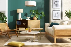 Miliboo Buffet-Buffet en bois manguier massif et cannage rotin 2 portes coulissantes L135 cm ACANGE