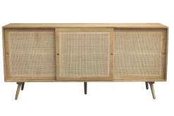 Miliboo Buffet-Buffet en bois manguier massif et cannage rotin 3 portes coulissantes L180 cm ACANGE