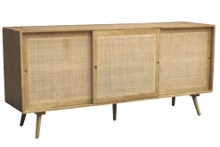 Miliboo Buffet-Buffet en bois manguier massif et cannage rotin 3 portes coulissantes L180 cm ACANGE
