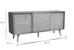 Miliboo Buffet-Buffet en bois manguier massif et cannage rotin 3 portes coulissantes L180 cm ACANGE