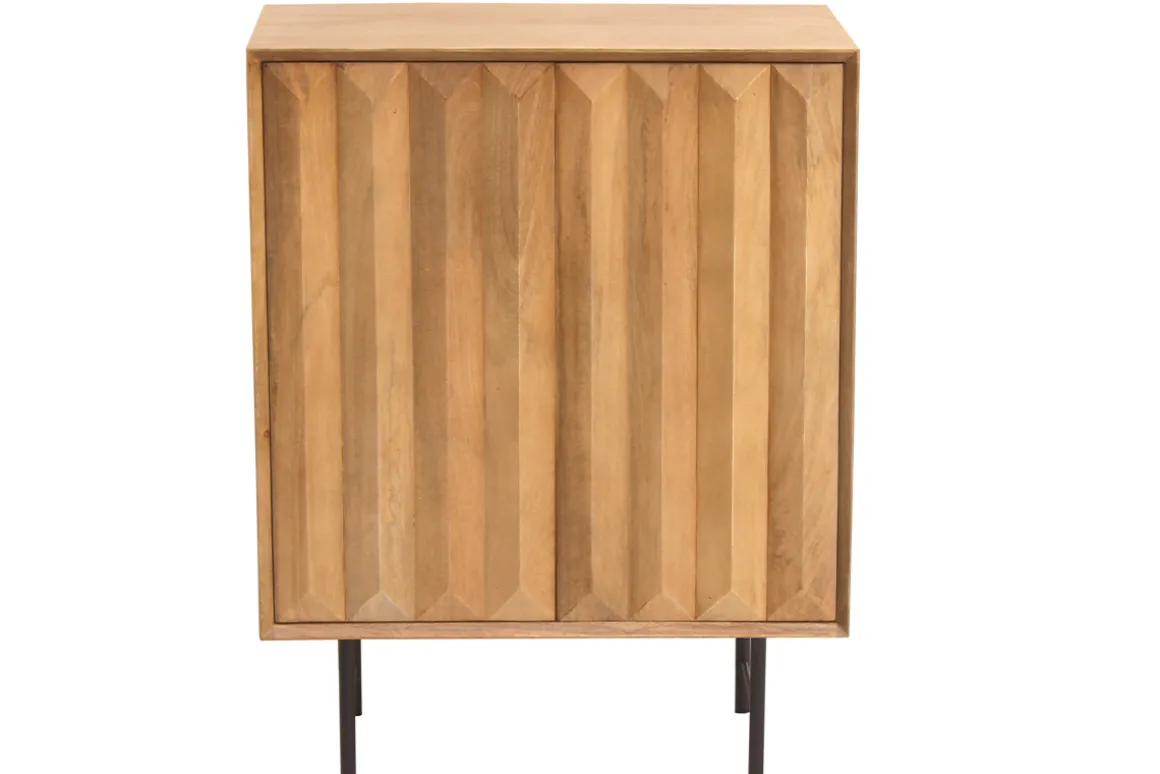 Miliboo Buffet-Buffet en bois manguier massif gravé et métal noir 2 portes L70 cm AGRA