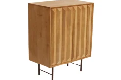 Miliboo Buffet-Buffet en bois manguier massif gravé et métal noir 2 portes L70 cm AGRA