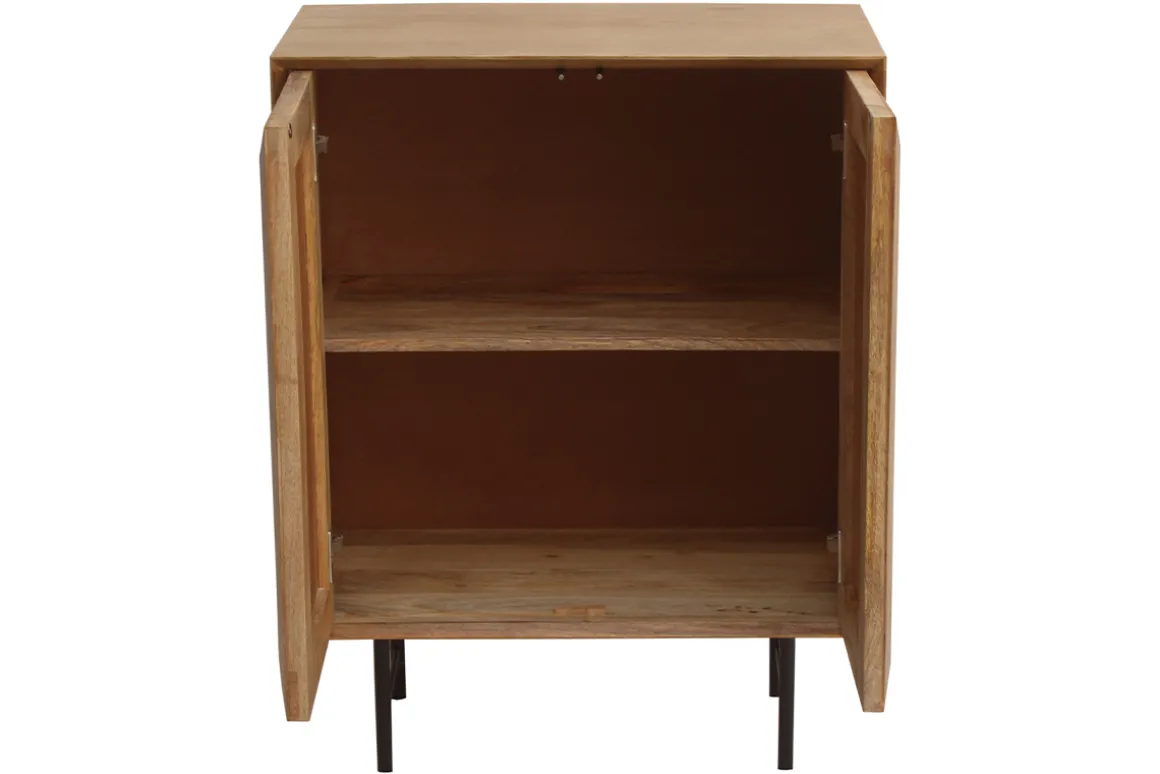 Miliboo Buffet-Buffet en bois manguier massif gravé et métal noir 2 portes L70 cm AGRA