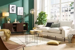 Miliboo Buffet-Buffet en manguier massif teinté bois foncé 2 portes coulissantes L140 cm ALBA