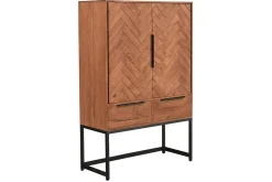Miliboo Buffet-Buffet haut à motifs chevrons en bois massif et métal noir 2 portes 2 tiroirs STICK