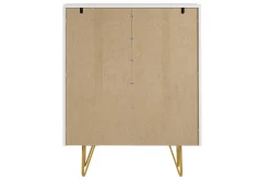 Miliboo Buffet|Meuble D'entrée-Buffet haut design gravé blanc mat et métal doré 4 portes L86 cm OZEN
