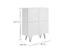 Miliboo Buffet|Meuble D'entrée-Buffet haut design gravé blanc mat et métal doré 4 portes L86 cm OZEN