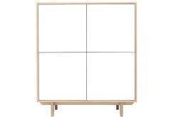 Miliboo Buffet-Buffet haut scandinave bois et blanc 4 portes L110 cm SID