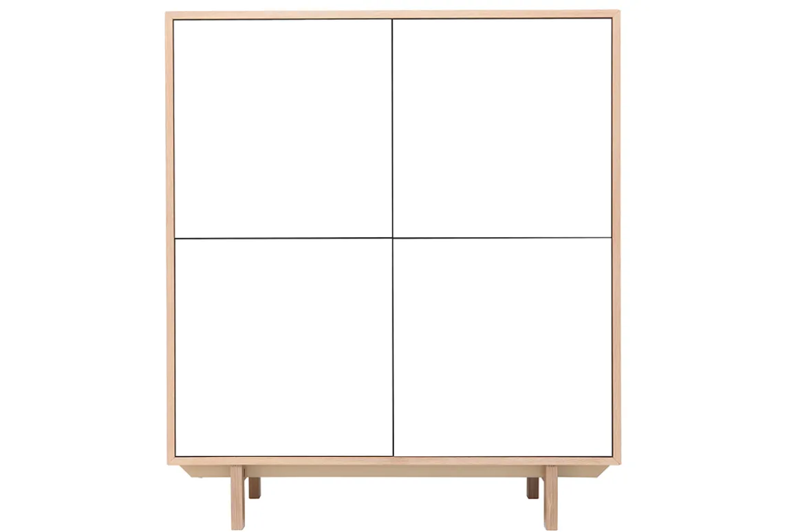 Miliboo Buffet-Buffet haut scandinave bois et blanc 4 portes L110 cm SID