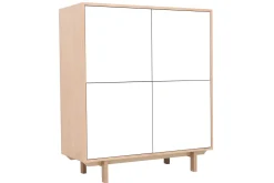 Miliboo Buffet-Buffet haut scandinave bois et blanc 4 portes L110 cm SID