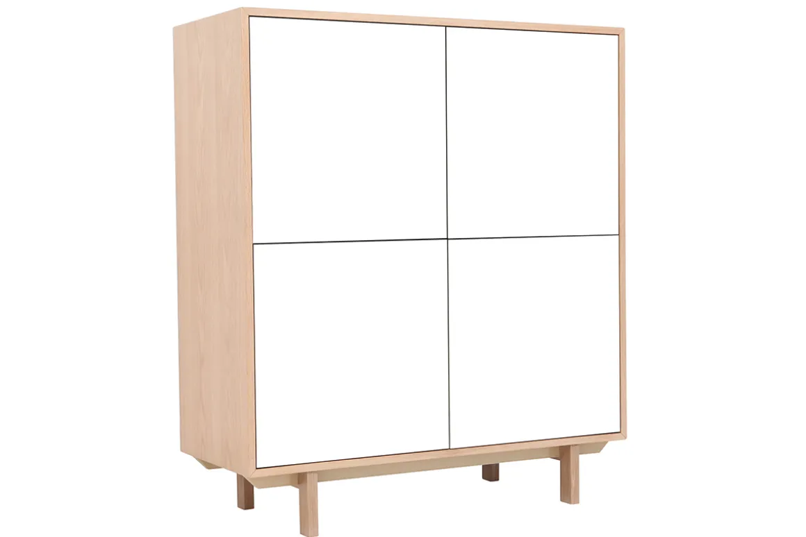 Miliboo Buffet-Buffet haut scandinave bois et blanc 4 portes L110 cm SID