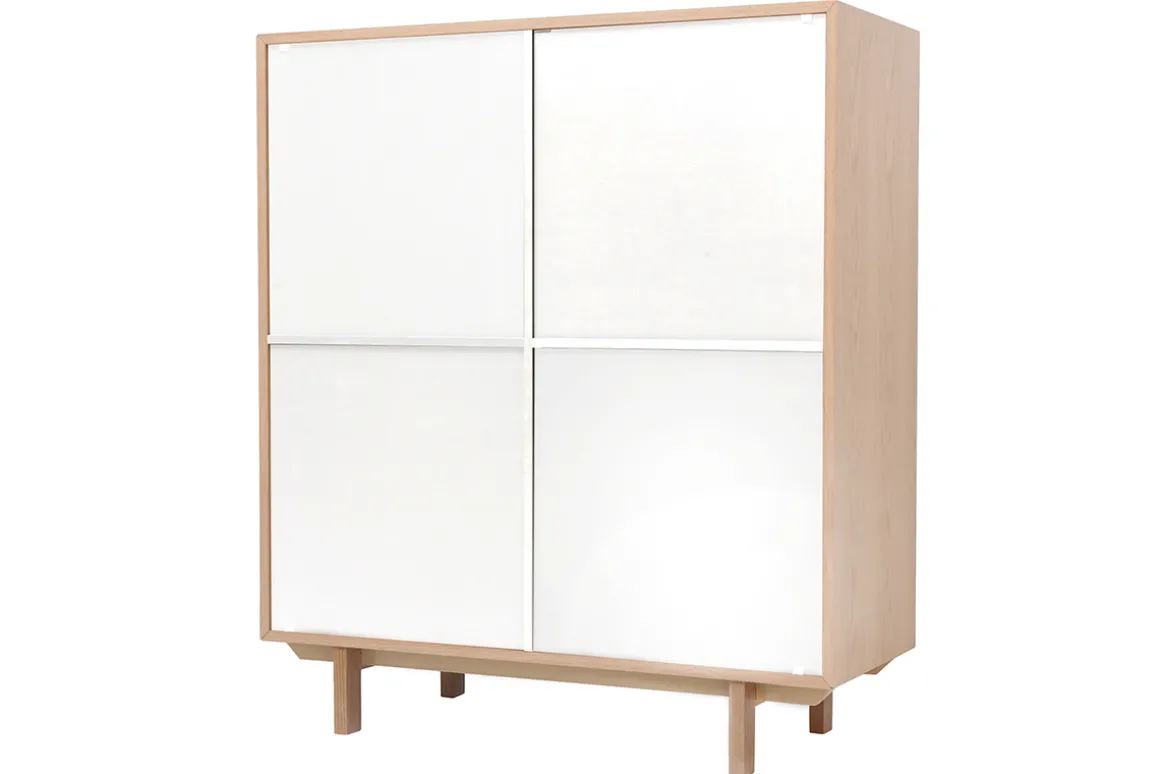 Miliboo Buffet-Buffet haut scandinave bois et blanc 4 portes L110 cm SID