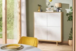 Miliboo Buffet-Buffet haut scandinave bois et blanc 4 portes L110 cm SID