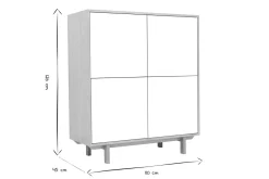 Miliboo Buffet-Buffet haut scandinave bois et blanc 4 portes L110 cm SID
