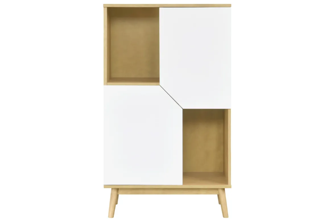 Miliboo Buffet-Buffet haut scandinave bois clair et blanc 2 portes L70 cm TALIA