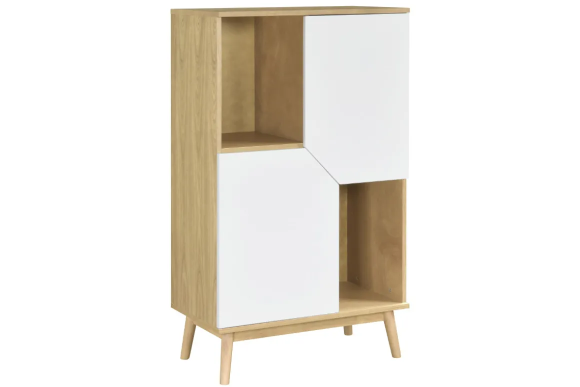 Miliboo Buffet-Buffet haut scandinave bois clair et blanc 2 portes L70 cm TALIA