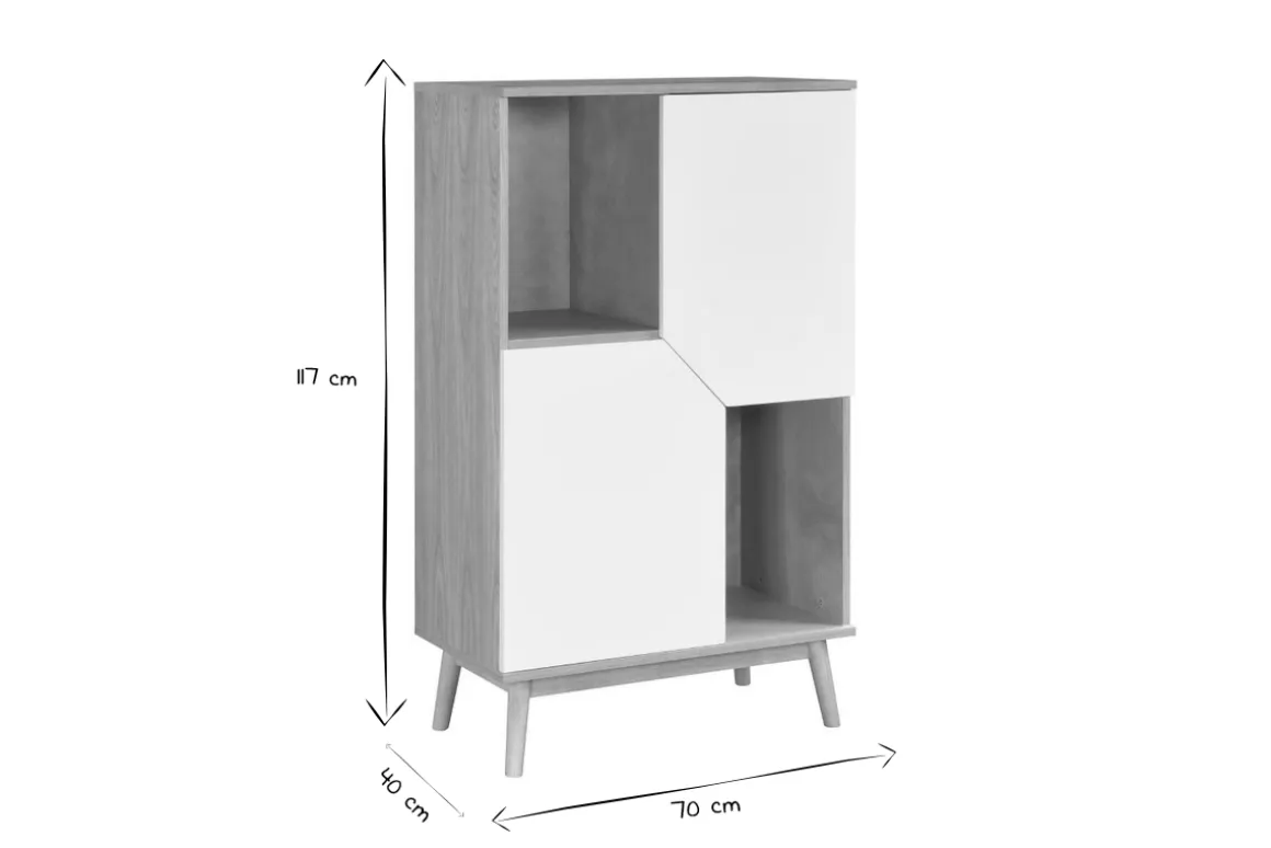Miliboo Buffet-Buffet haut scandinave bois clair et blanc 2 portes L70 cm TALIA