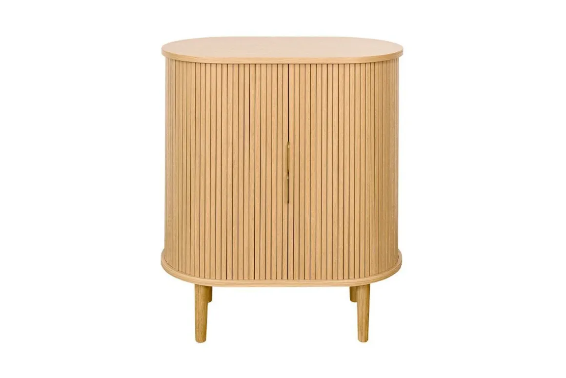 Miliboo Buffet|Meuble D'entrée-Buffet haut vintage avec portes coulissantes bois clair chêne L70 cm EPIC