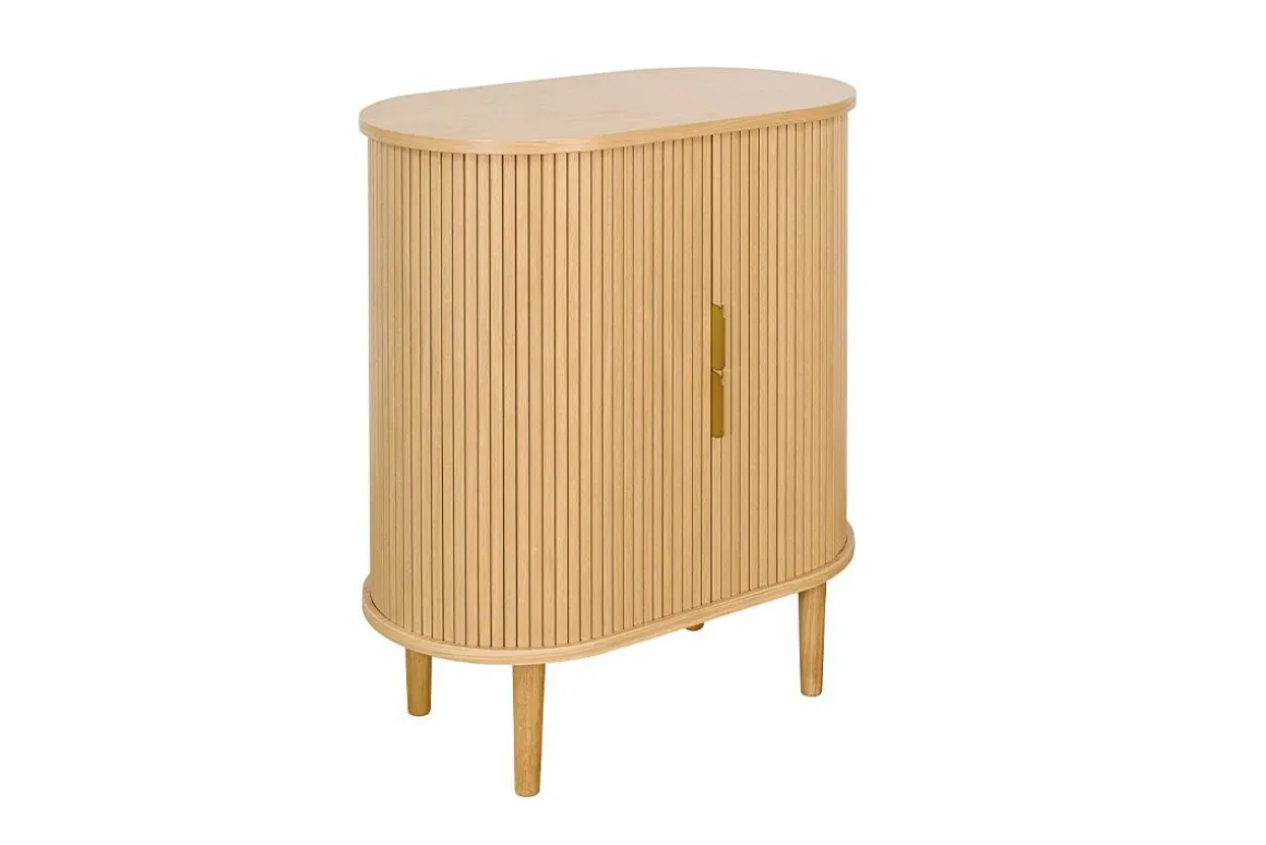 Miliboo Buffet|Meuble D'entrée-Buffet haut vintage avec portes coulissantes bois clair chêne L70 cm EPIC