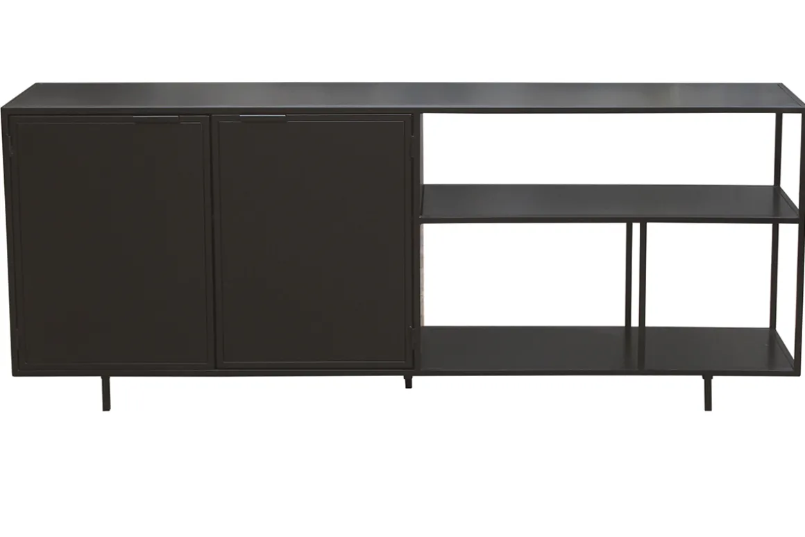 Miliboo Buffet-Buffet industriel en métal noir 2 portes L180 cm KARL