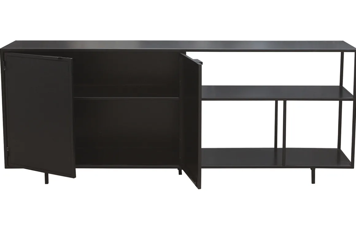 Miliboo Buffet-Buffet industriel en métal noir 2 portes L180 cm KARL
