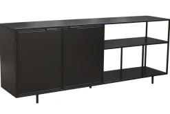 Miliboo Buffet-Buffet industriel en métal noir 2 portes L180 cm KARL