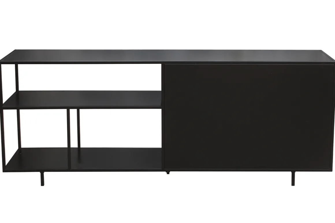 Miliboo Buffet-Buffet industriel en métal noir 2 portes L180 cm KARL