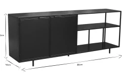 Miliboo Buffet-Buffet industriel en métal noir 2 portes L180 cm KARL