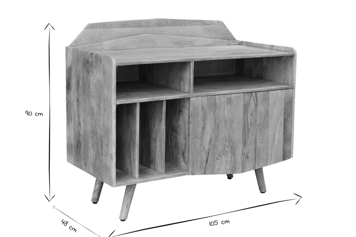 Miliboo Buffet-Buffet meuble de rangement vinyles en bois manguier massif L105 cm MATAHARI