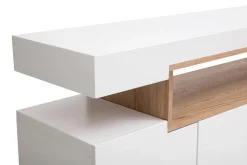 Miliboo Buffet-Buffet scandinave blanc mat et bois 4 portes L180 cm LIVO