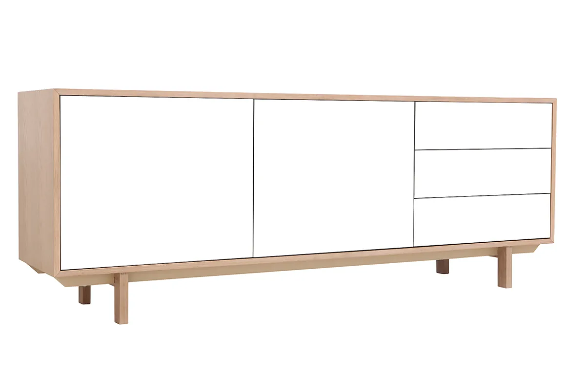Miliboo Buffet-Buffet scandinave bois et blanc 2 portes 3 tiroirs L195cm SID