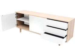 Miliboo Buffet-Buffet scandinave bois et blanc 2 portes 3 tiroirs L195cm SID