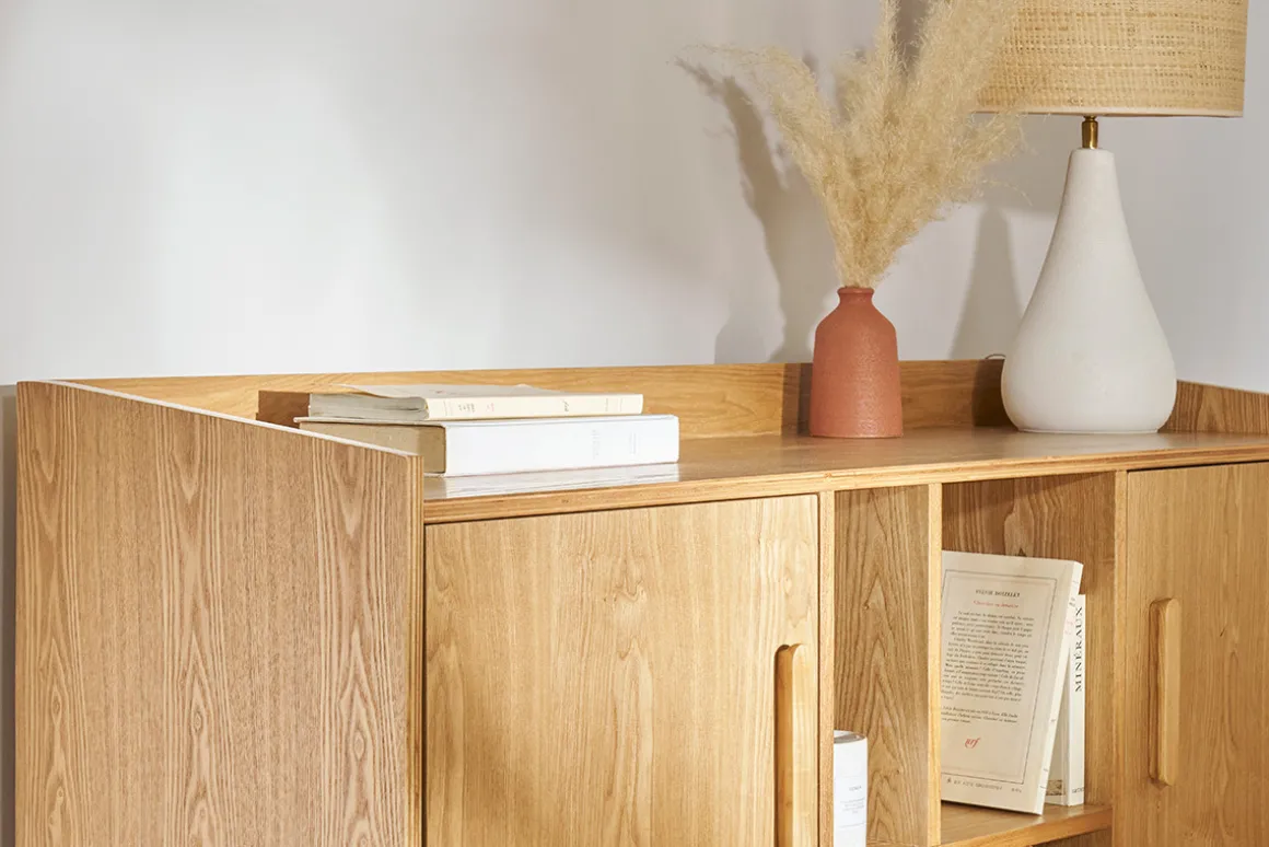 Miliboo Buffet-Buffet scandinave en bois clair 2 portes L122 cm HALLEN