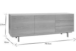 Miliboo Buffet-Buffet scandinave en bois clair 2 portes 3 tiroirs L195cm SID