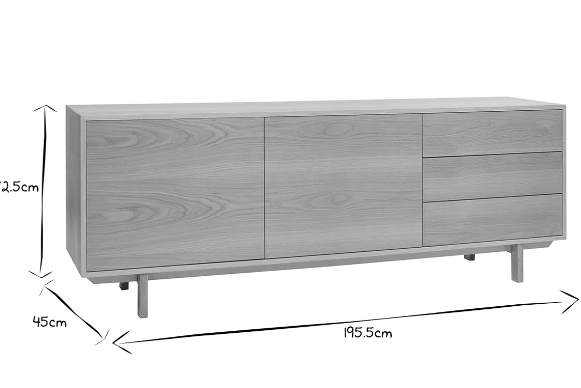 Miliboo Buffet-Buffet scandinave en bois clair 2 portes 3 tiroirs L195cm SID
