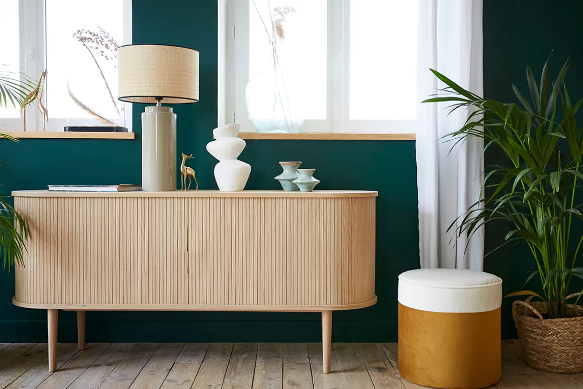 Miliboo Buffet-Buffet vintage en bois clair chêne 2 portes coulissantes L160 cm EPIC