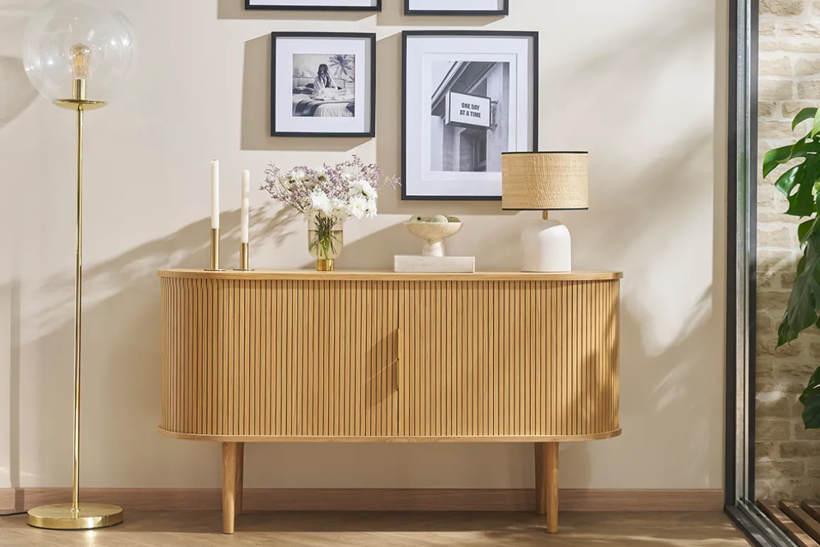 Miliboo Buffet-Buffet vintage en bois clair chêne 2 portes coulissantes L138 cm EPIC