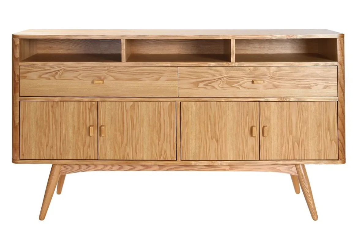 Miliboo Buffet|Commode-Buffet vintage en bois clair 4 portes 2 tiroirs L160 cm NORDECO