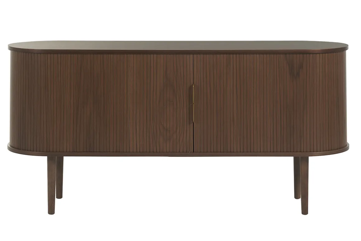 Miliboo Buffet-Buffet vintage en bois foncé noyer 2 portes coulissantes L160 cm EPIC