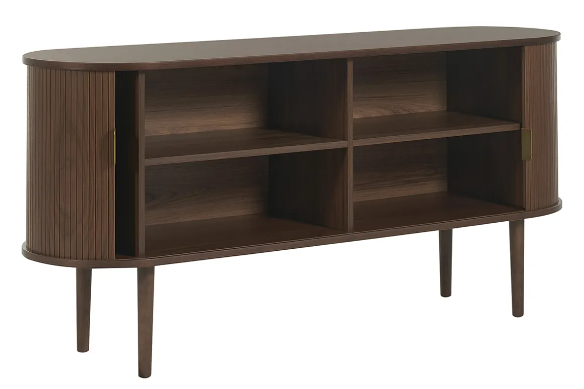 Miliboo Buffet-Buffet vintage en bois foncé noyer 2 portes coulissantes L160 cm EPIC