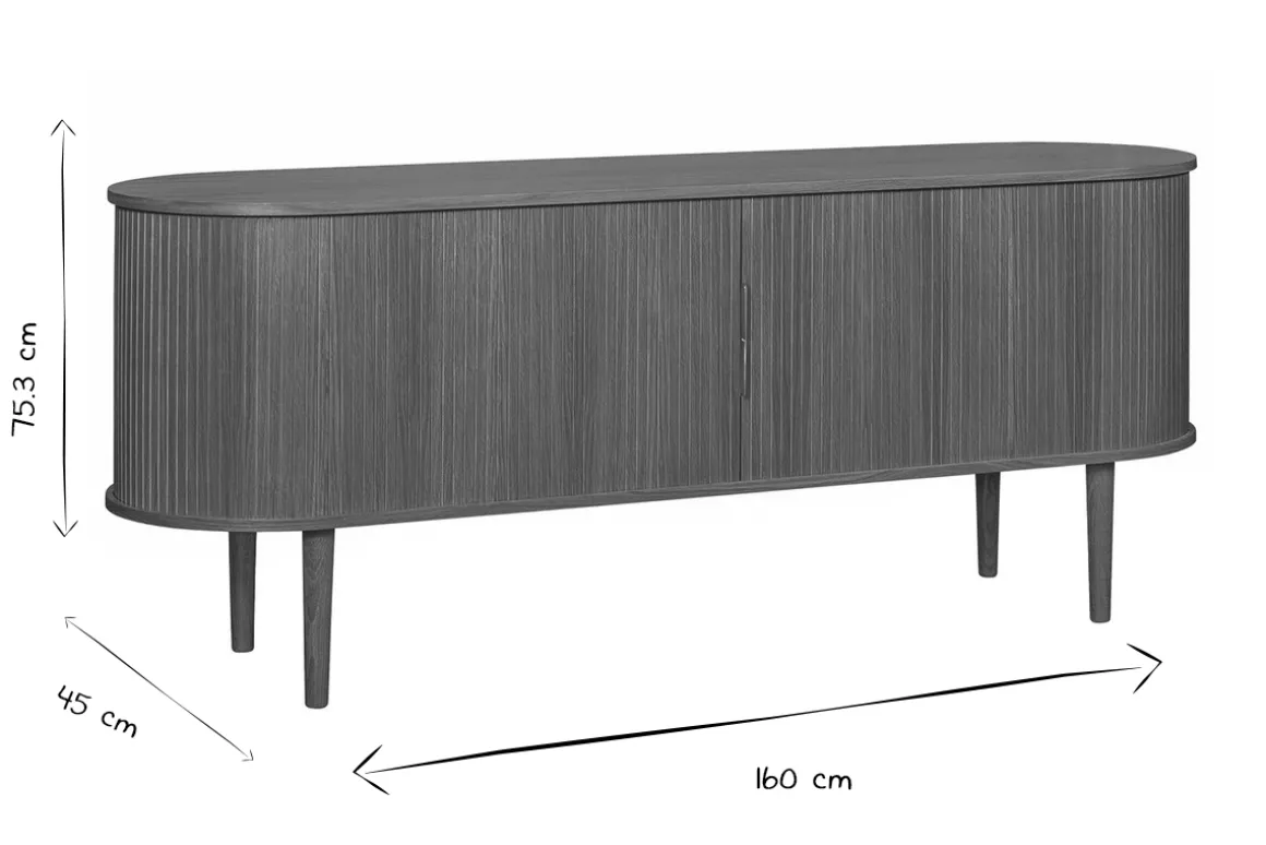 Miliboo Buffet-Buffet vintage en bois foncé noyer 2 portes coulissantes L160 cm EPIC