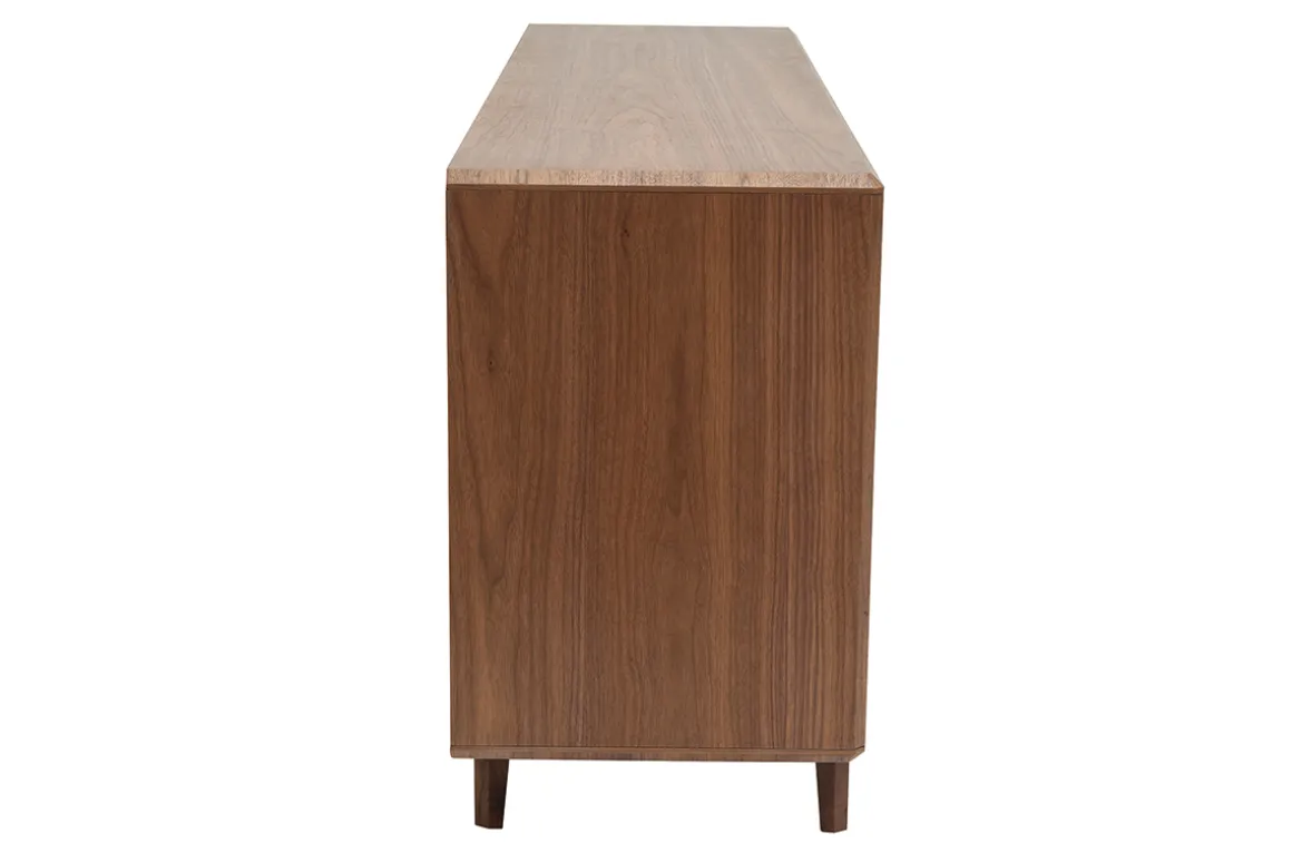 Miliboo Buffet-Buffet vintage en bois foncé noyer 4 portes L160 cm SUVA