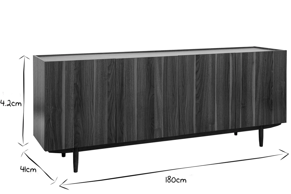 Miliboo Buffet-Buffet vintage en bois foncé 4 portes L180 cm SANAA
